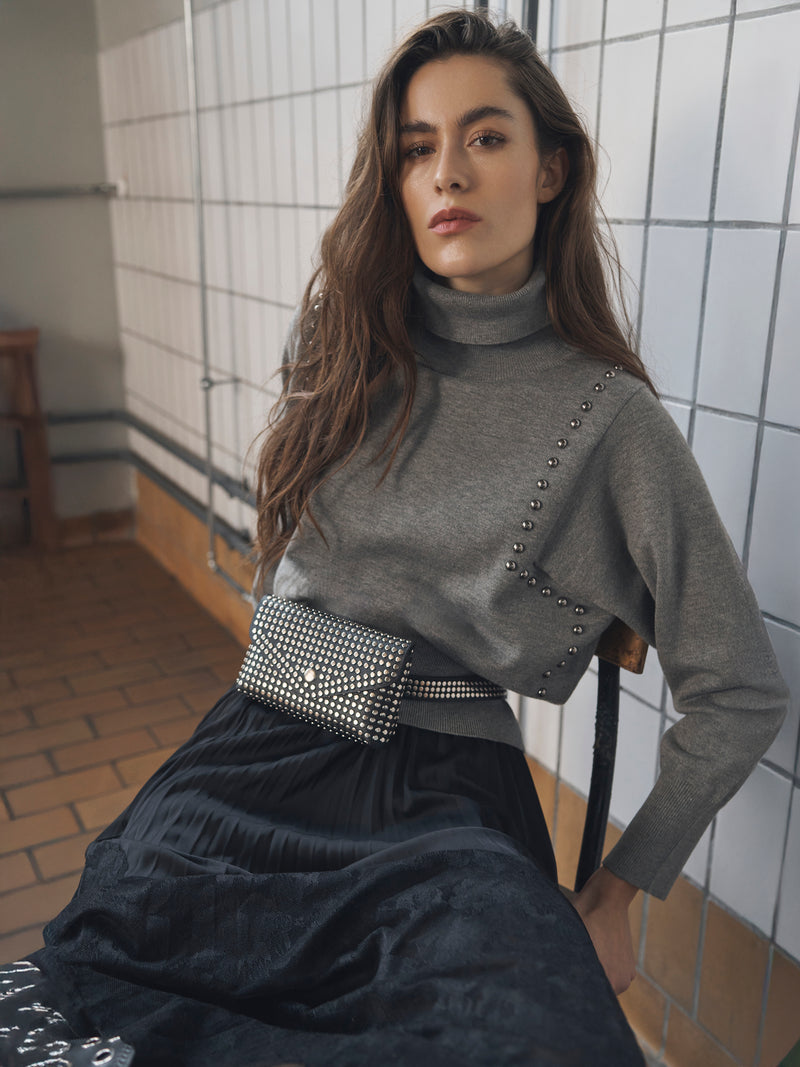 NÜ ADEA gebreide blouse Blouses 901 Grey mix