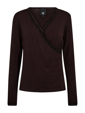 NÜ ADELE wikkel-T-shirt Tops en t-shirts 224 Dark Brown