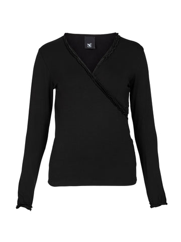 NÜ ADELE wikkel-T-shirt Tops en t-shirts Zwart