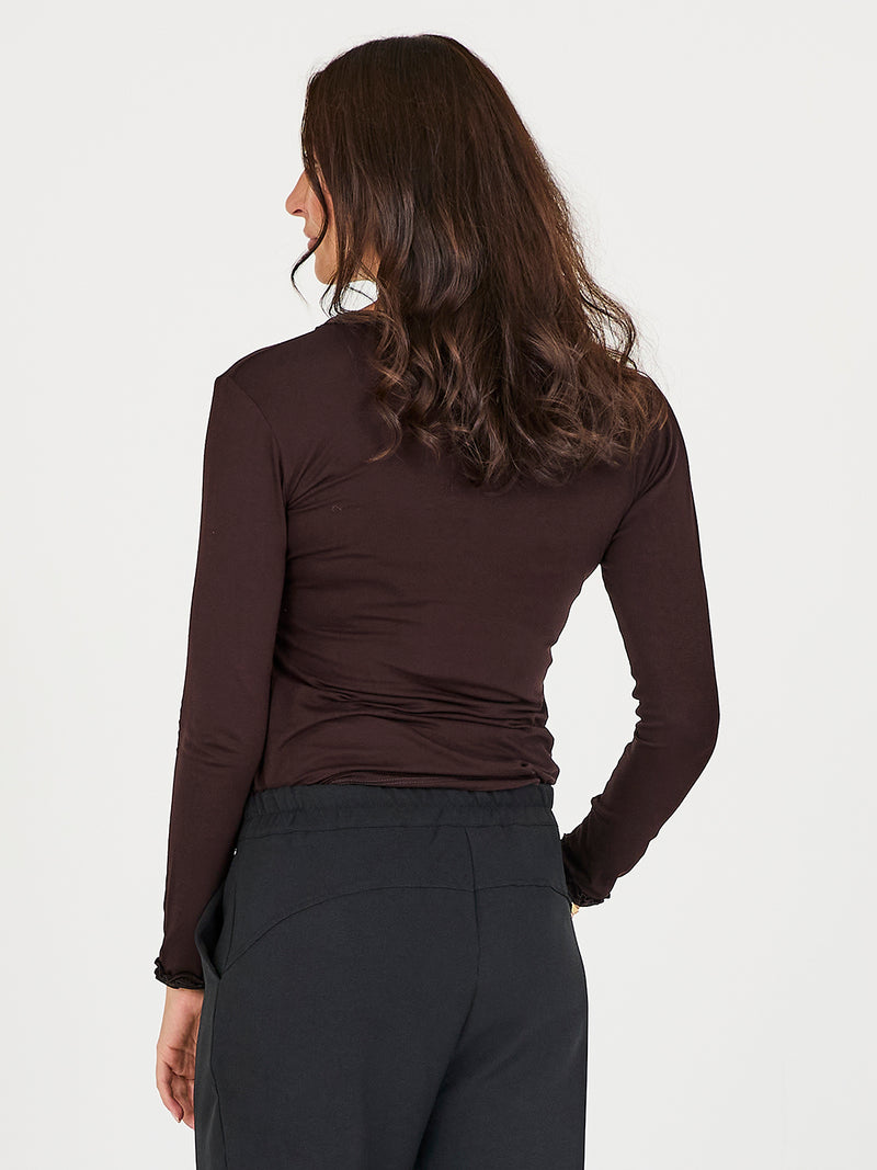 NÜ ADELE wikkel-T-shirt Tops en t-shirts 224 Dark Brown