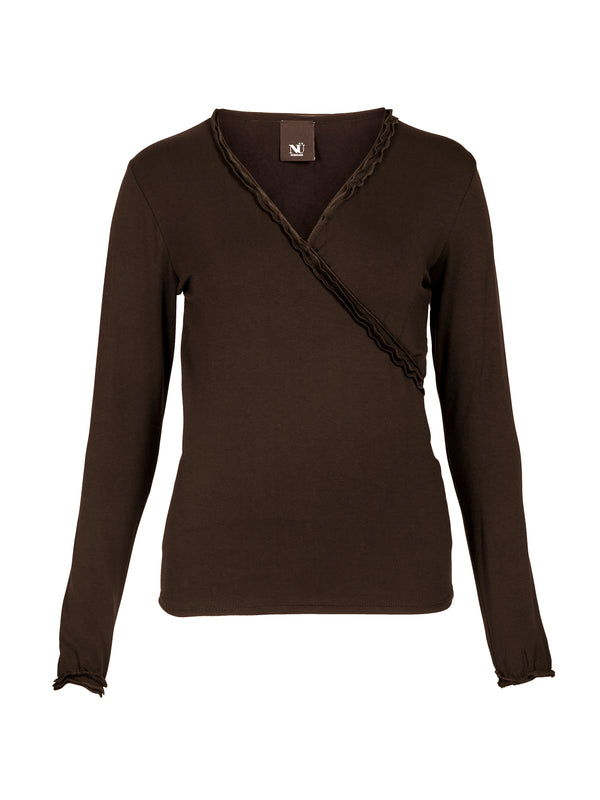 NÜ ADELE wikkel-T-shirt Tops en t-shirts 224 Dark Brown
