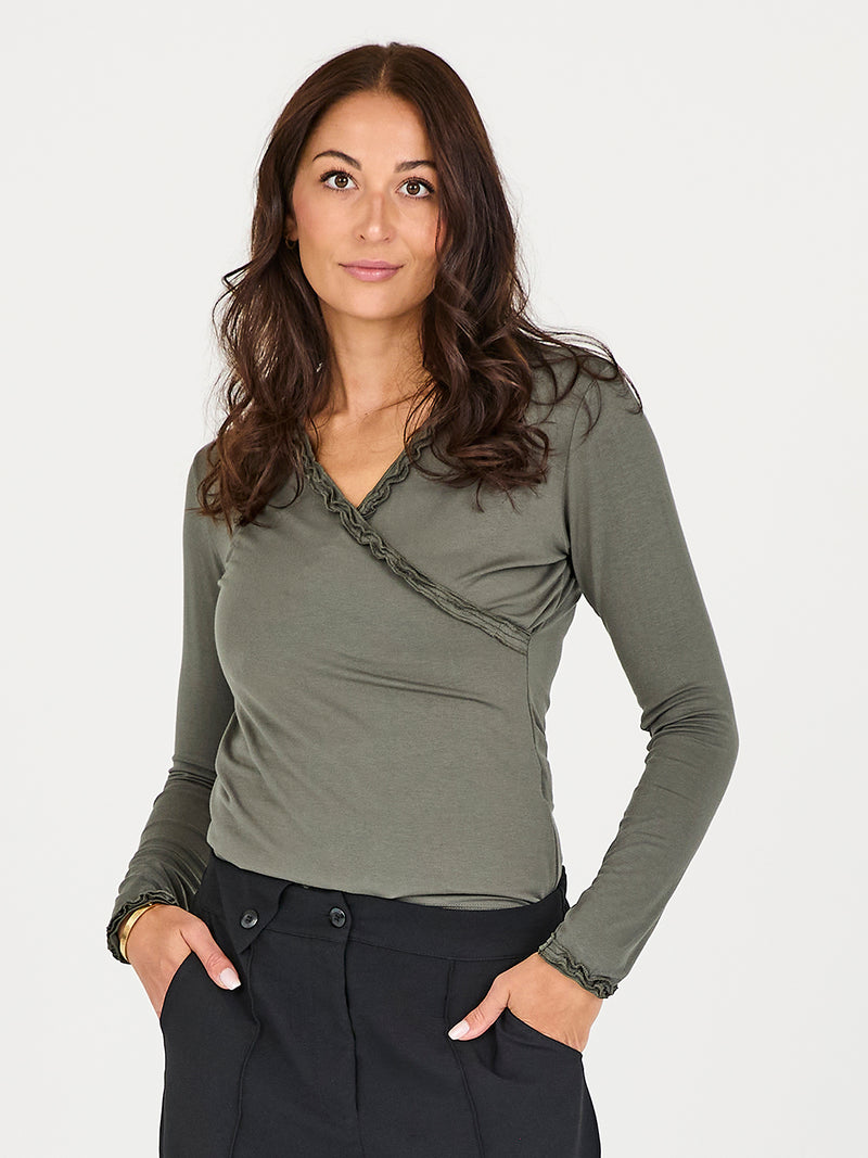 NÜ ADELE wikkel-T-shirt Tops en t-shirts 393 Army