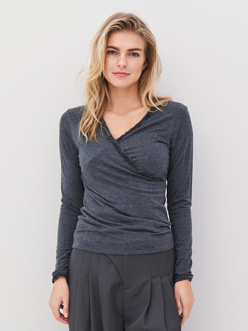 NÜ ADELE wikkel-T-shirt Tops en t-shirts 901 Grey
