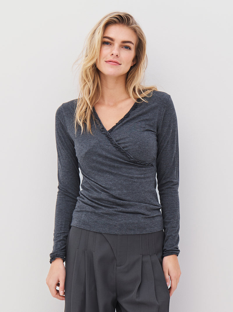 NÜ ADELE wikkel-T-shirt Tops en t-shirts 901 Grey