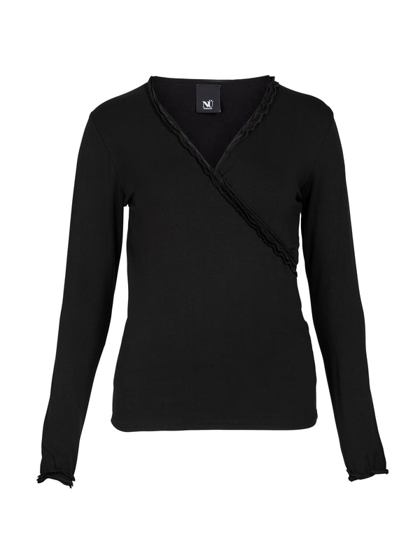 NÜ ADELE wikkel-T-shirt Tops en t-shirts Zwart