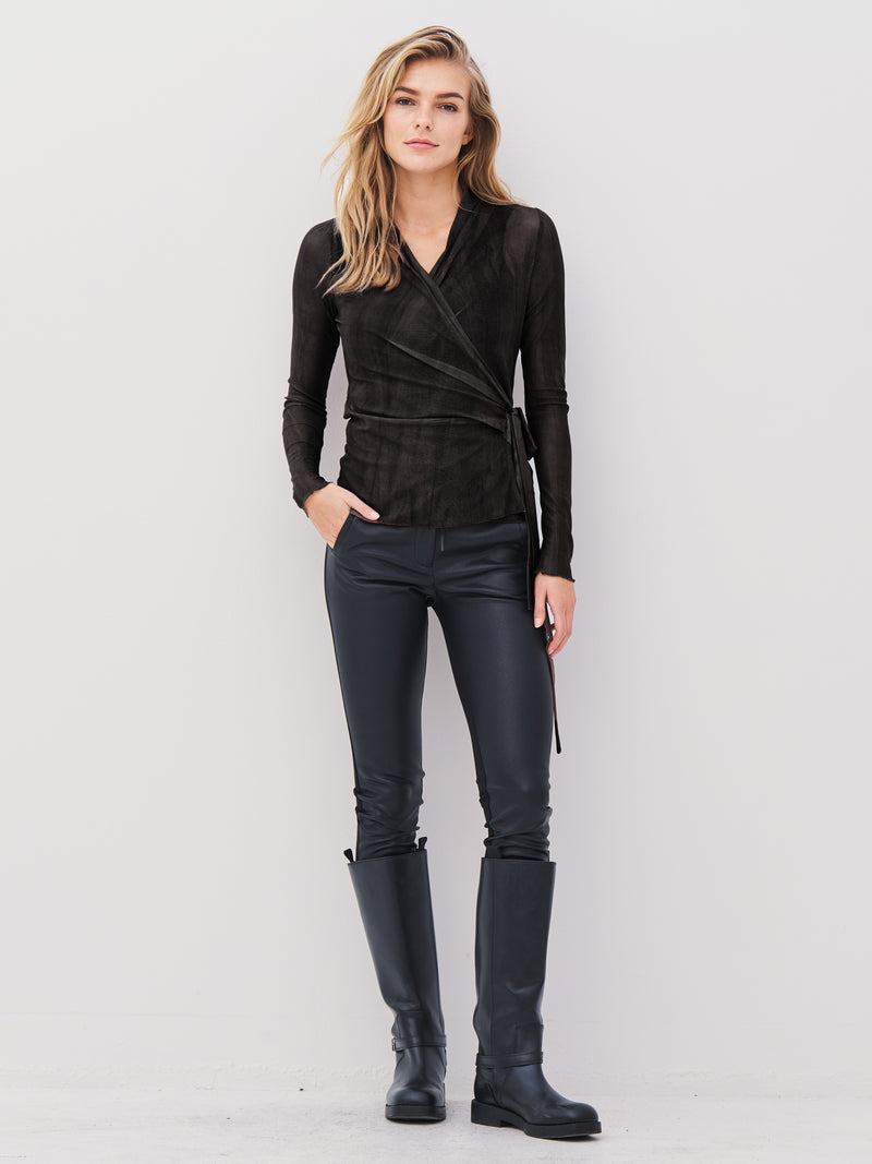 NÜ AGNA wikkelblouse Blouses 000 Solid black