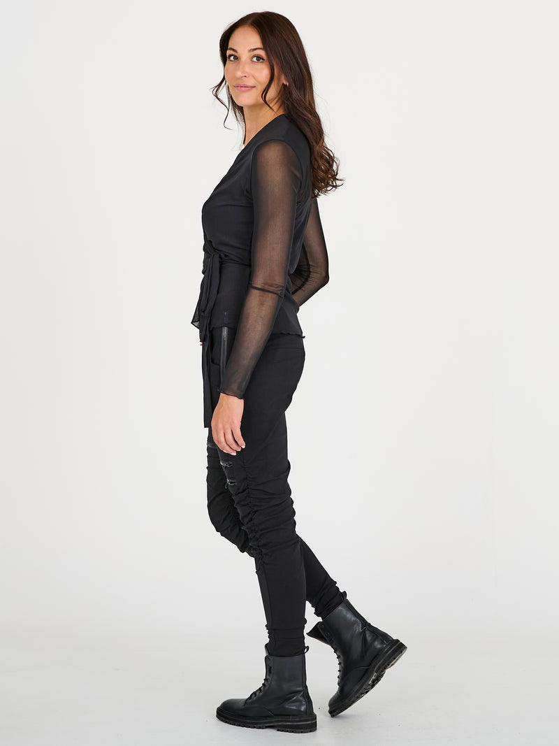 NÜ AGNA wikkelblouse Blouses 000 Solid black