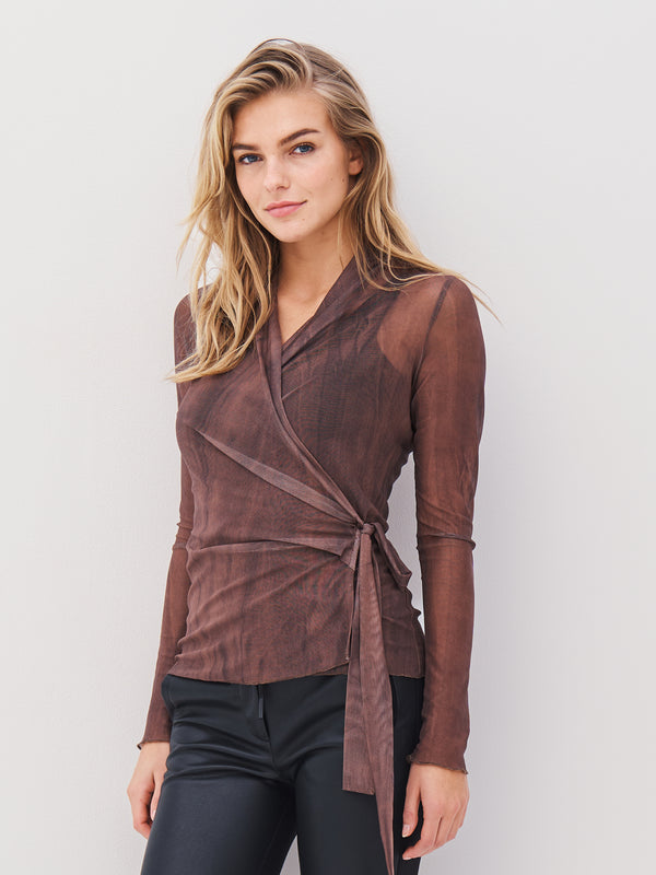 NÜ AGNA wikkelblouse Blouses 289 Brown Mix