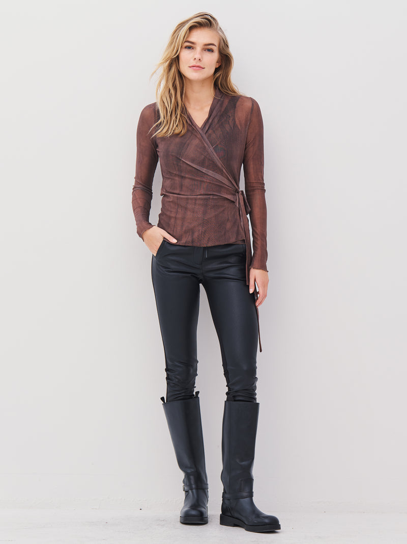 NÜ AGNA wikkelblouse Blouses 289 Brown Mix