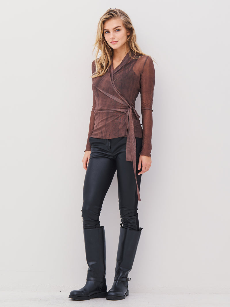 NÜ AGNA wikkelblouse Blouses 289 Brown Mix