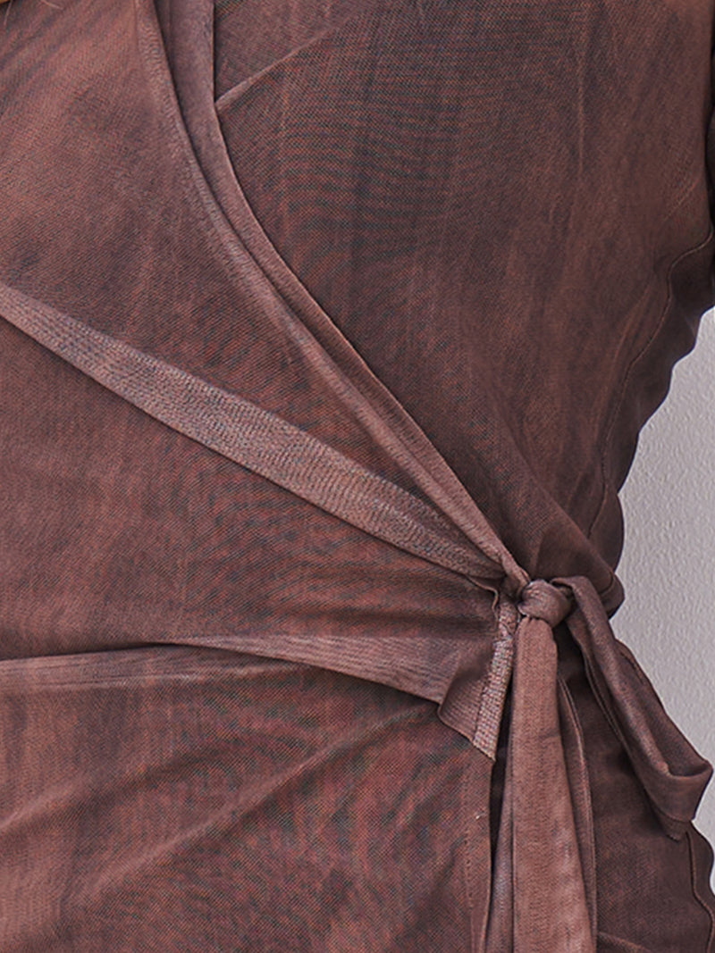 NÜ AGNA wikkelblouse Blouses 289 Brown Mix