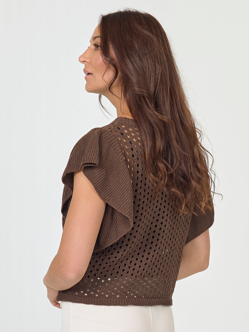 NÜ AIDA gebreide blouse Blouses 224 Dark Brown
