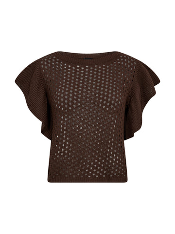 NÜ AIDA gebreide blouse Breigoed 224 Dark Brown