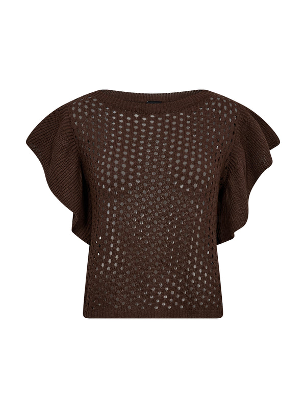 NÜ AIDA gebreide blouse Blouses 224 Dark Brown