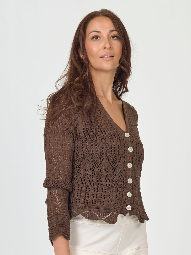 NÜ AIDA gebreide vest Vest 224 Dark Brown