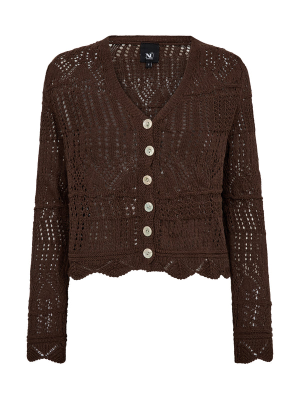 NÜ AIDA gebreide vest Vest 224 Dark Brown