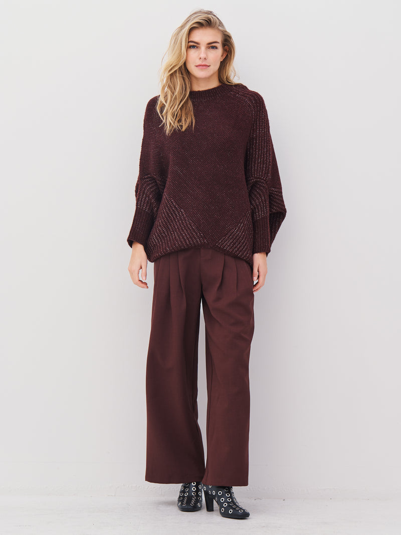 NÜ AMIA gebreide poncho Ponchos 789 Grape Mix