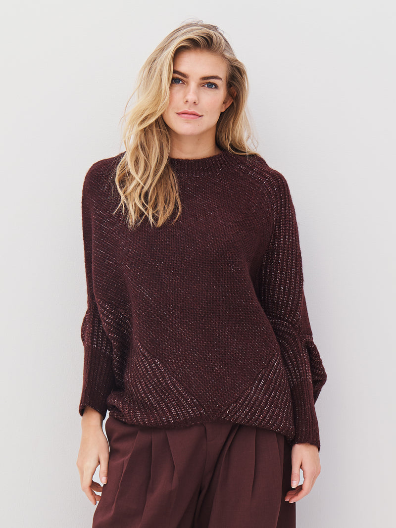 NÜ AMIA gebreide poncho Ponchos 789 Grape Mix