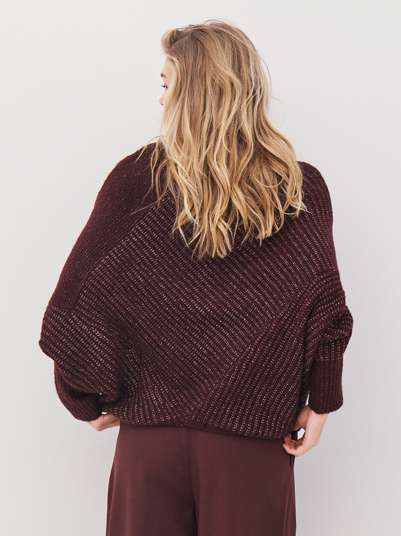 NÜ AMIA gebreide poncho Ponchos 789 Grape Mix
