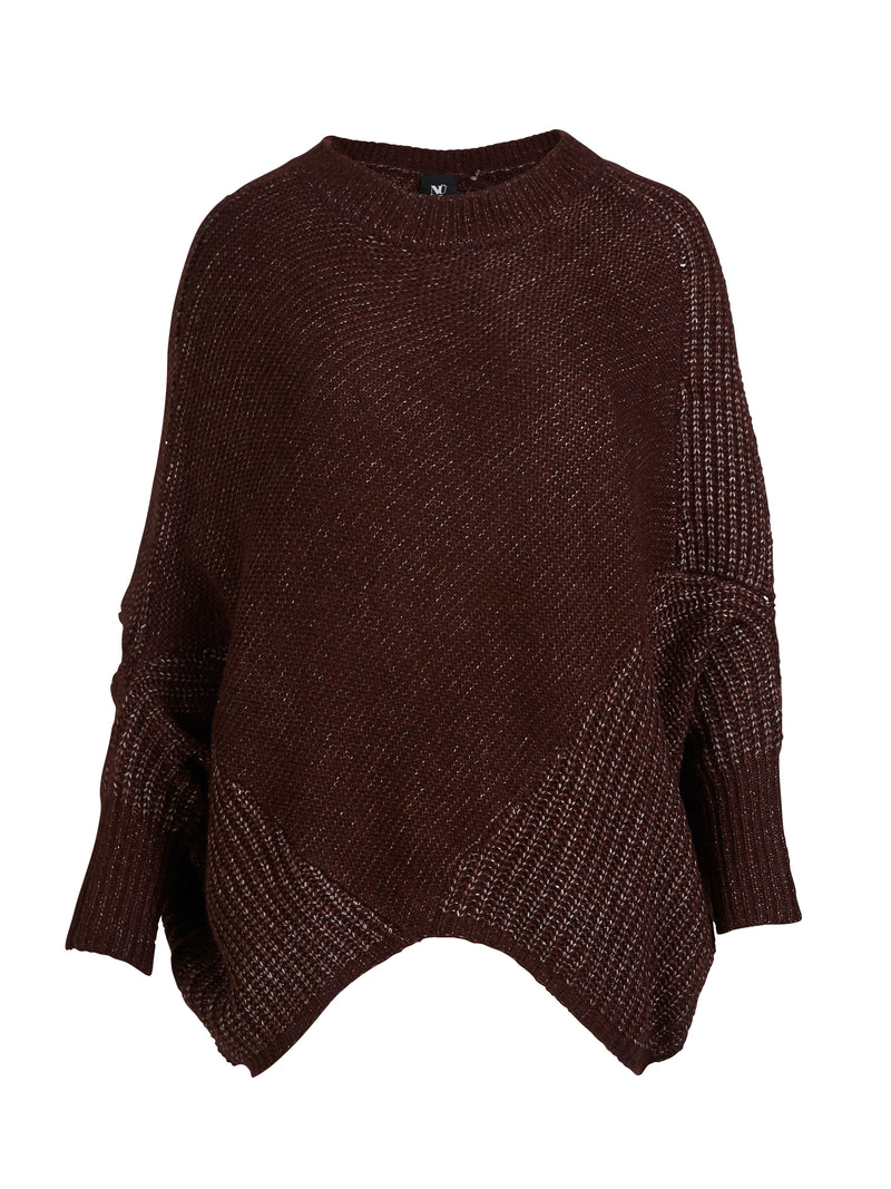 NÜ AMIA gebreide poncho Ponchos 789 Grape Mix