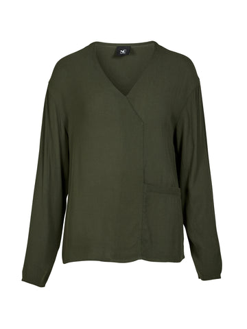NÜ ANNI V-hals blouse Blouses 385 Dark Green