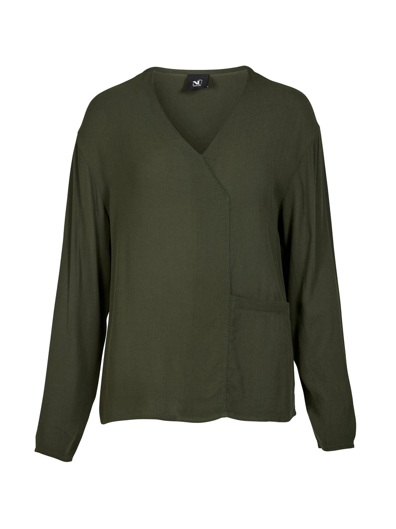NÜ ANNI V-hals blouse Blouses 385 Dark Green