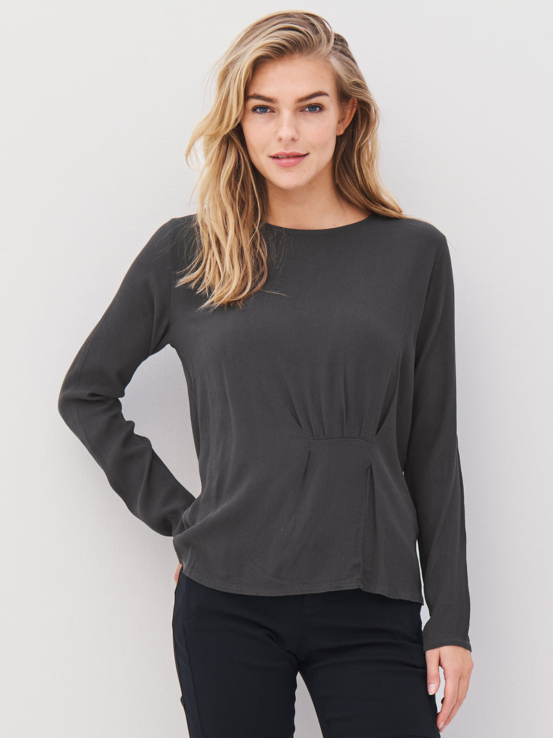 NÜ ANNI drape blouse Blouses 385 Dark Green