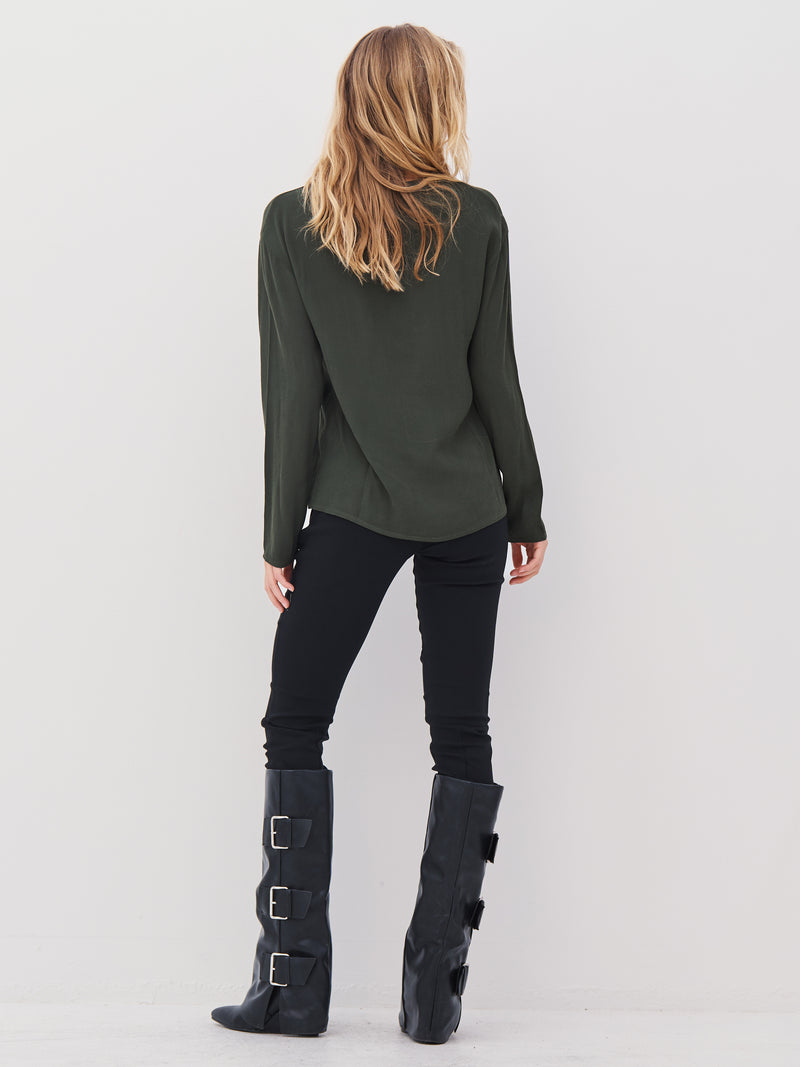 NÜ ANNI drape blouse Blouses 385 Dark Green