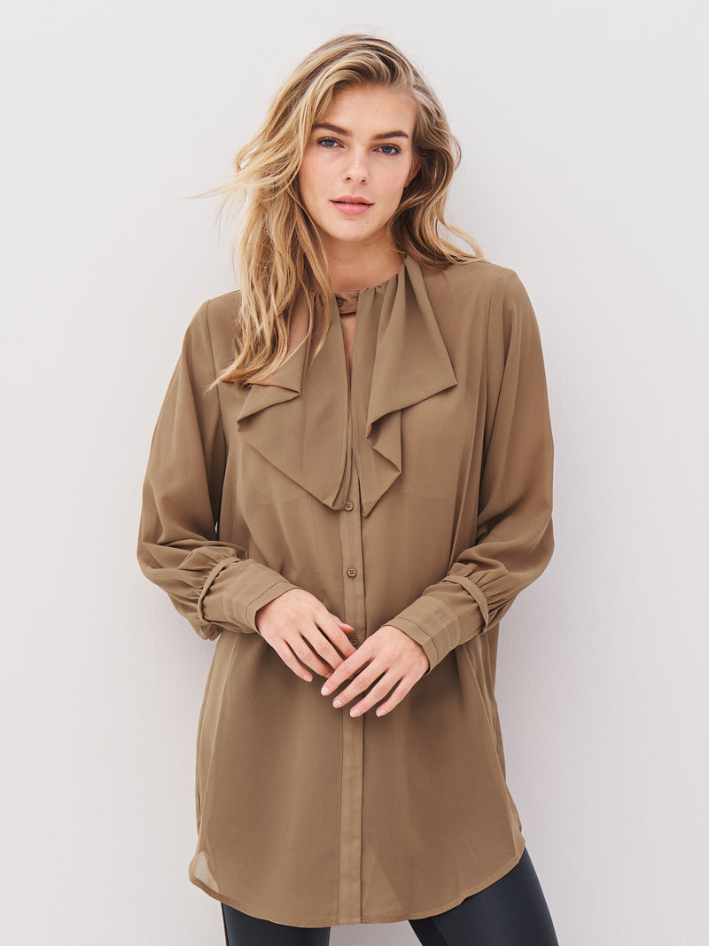 NÜ ASTRID lang shirt Overhemden 220 Camel