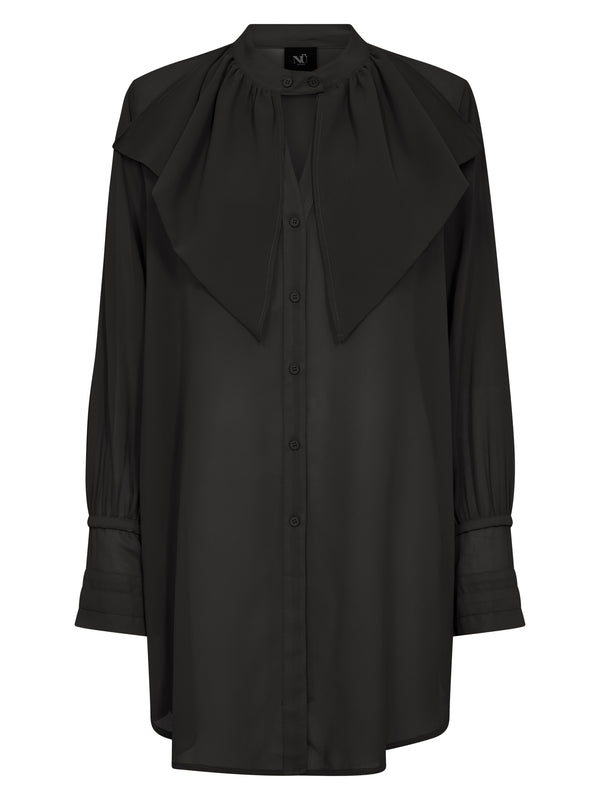 NÜ ASTRID lang shirt Overhemden Zwart