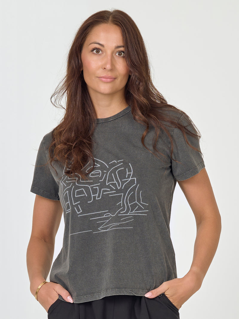 NÜ AYZA t-shirt geverfd Tops en t-shirts Zwart mix