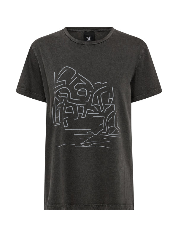 NÜ AYZA t-shirt geverfd Tops en t-shirts Zwart mix