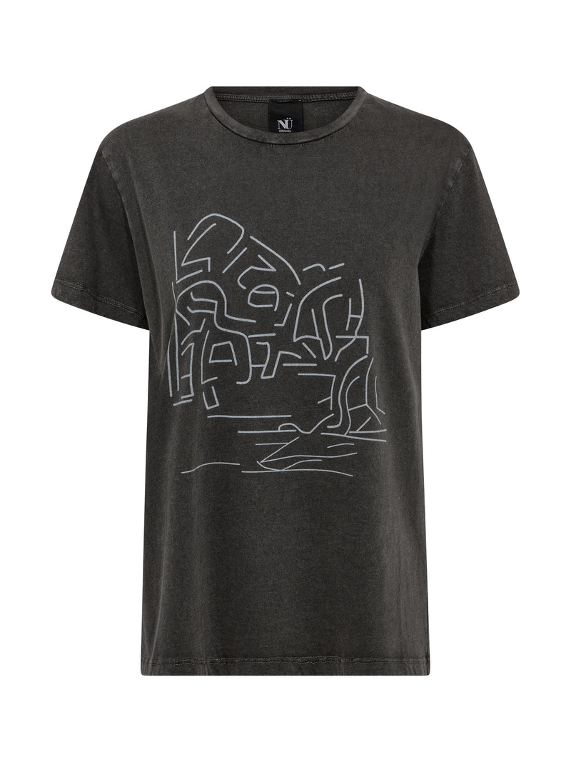 NÜ AYZA t-shirt geverfd Tops en t-shirts Zwart mix