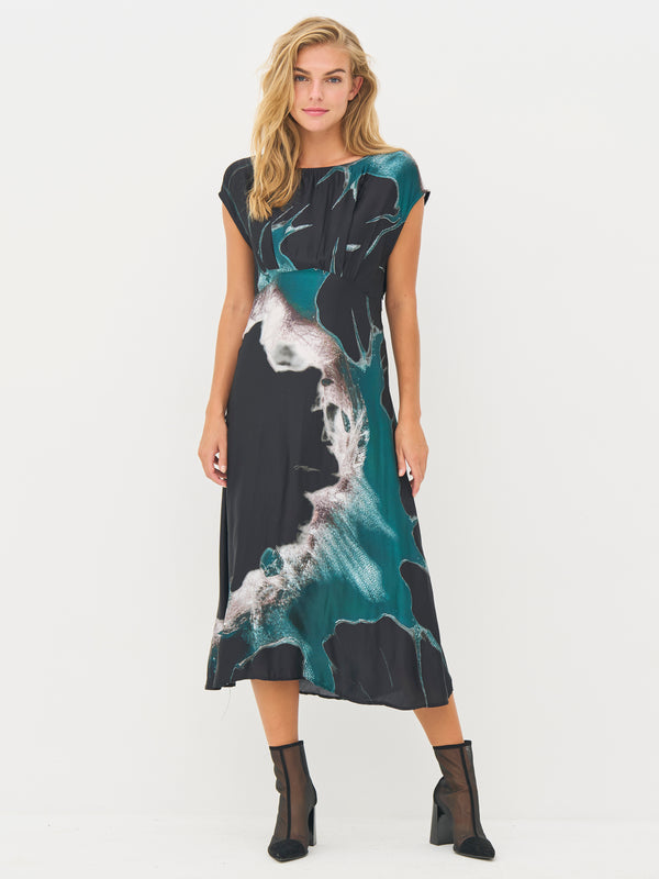 NÜ BABETH jurk Jurken 355 Petrol green mix