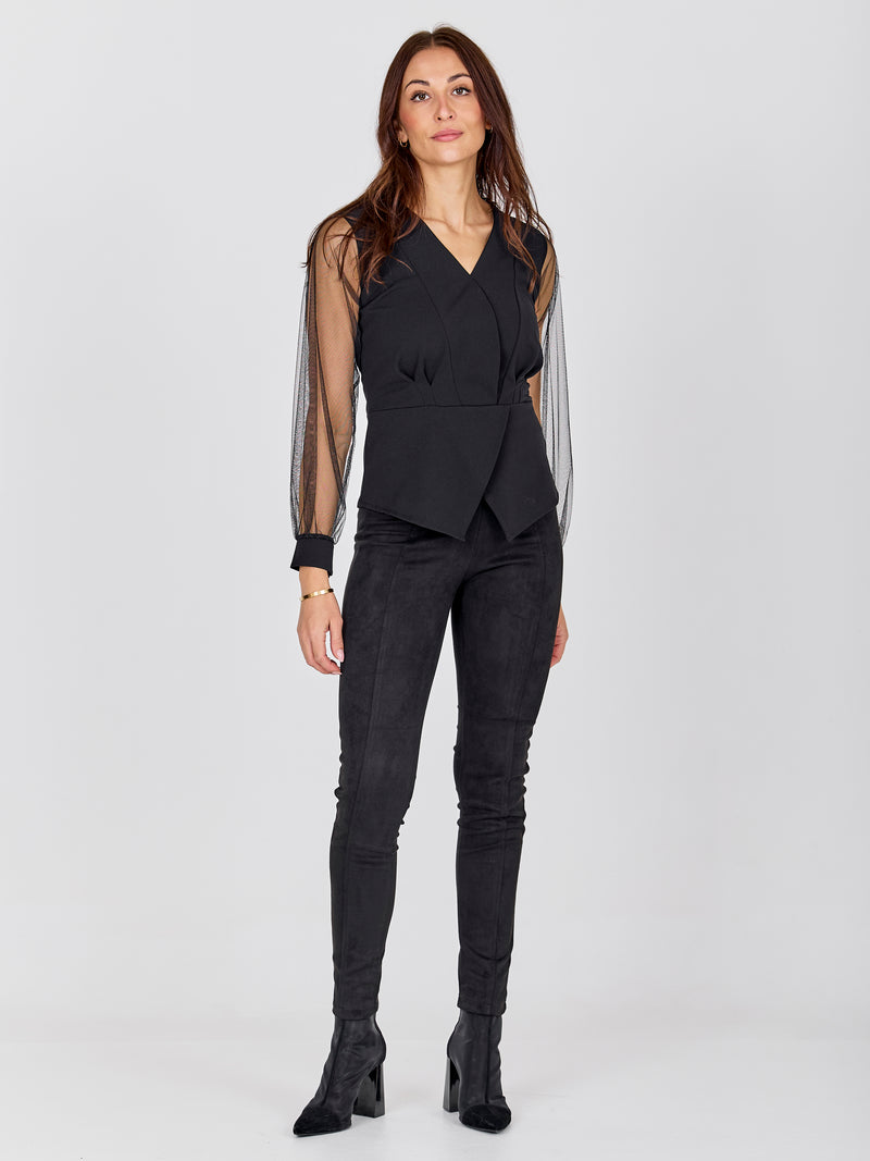 NÜ BAO Blouse Blouses Zwart