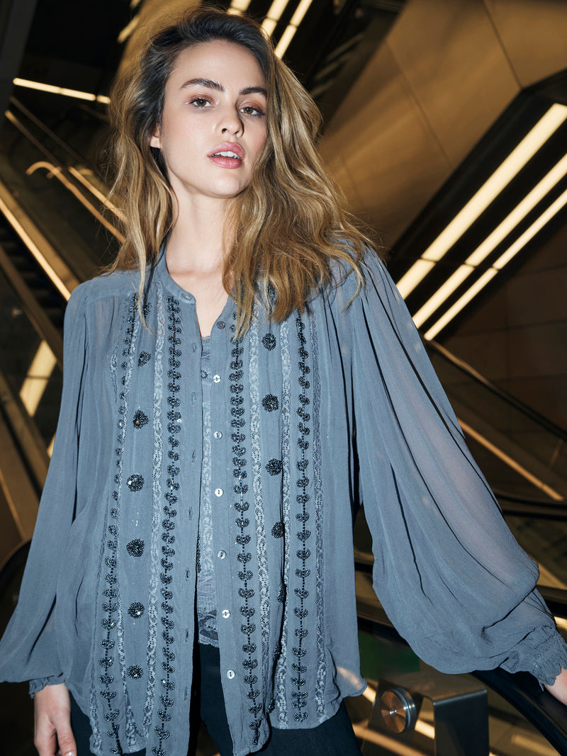 NÜ BEA shirt Overhemden 989 iron grey