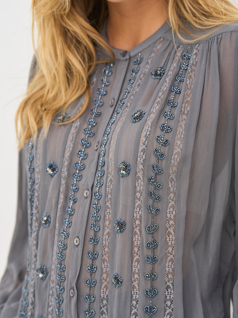 NÜ BEA shirt Overhemden 989 iron grey