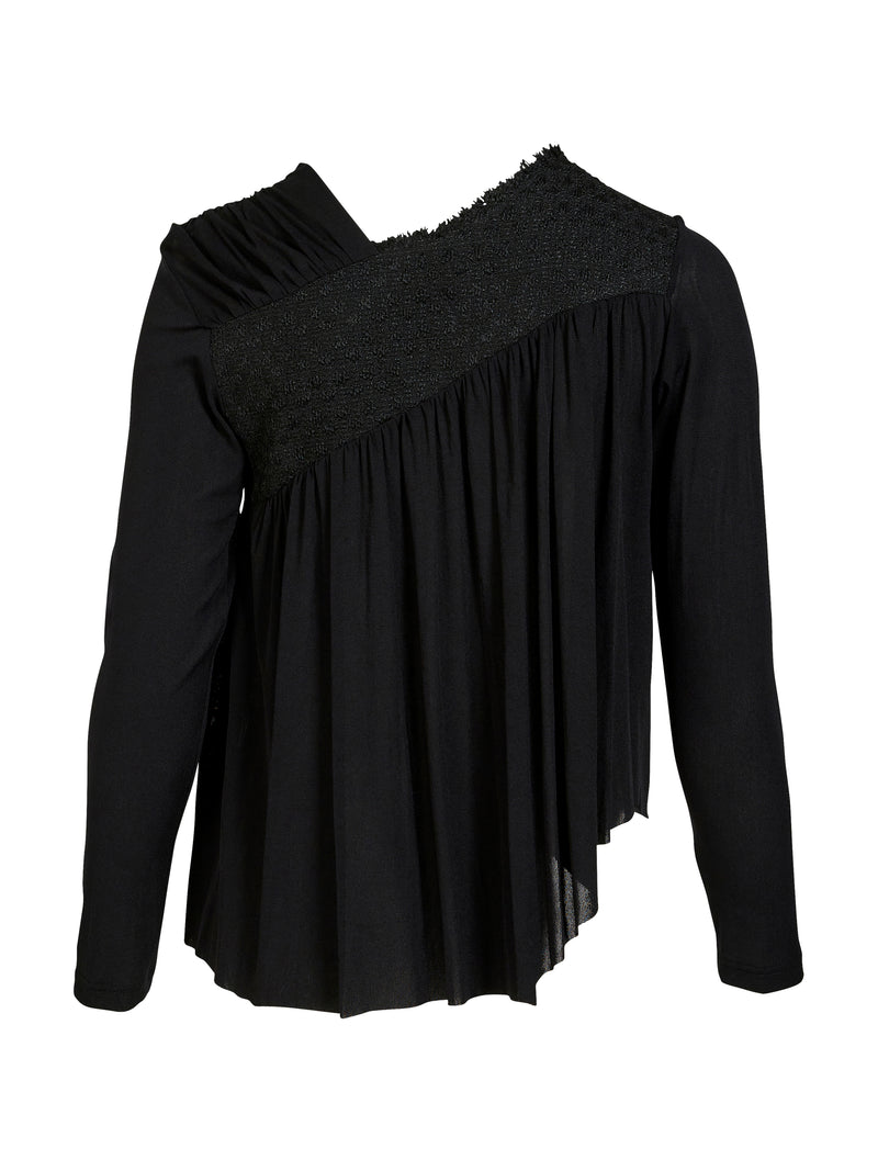 NÜ BETH ritsblouse Blouses Zwart