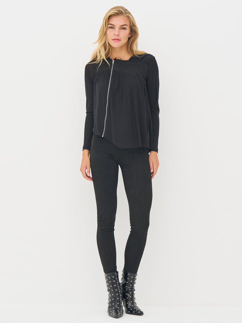 NÜ BETH ritsblouse Blouses Zwart