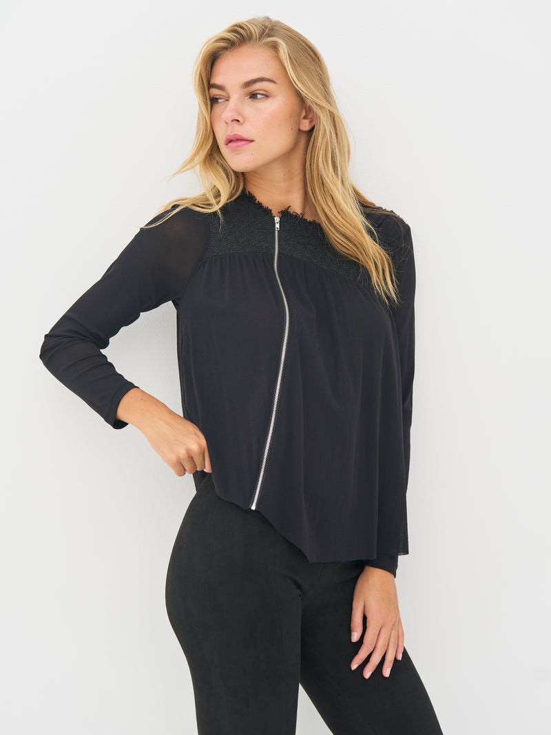 NÜ BETH ritsblouse Blouses Zwart