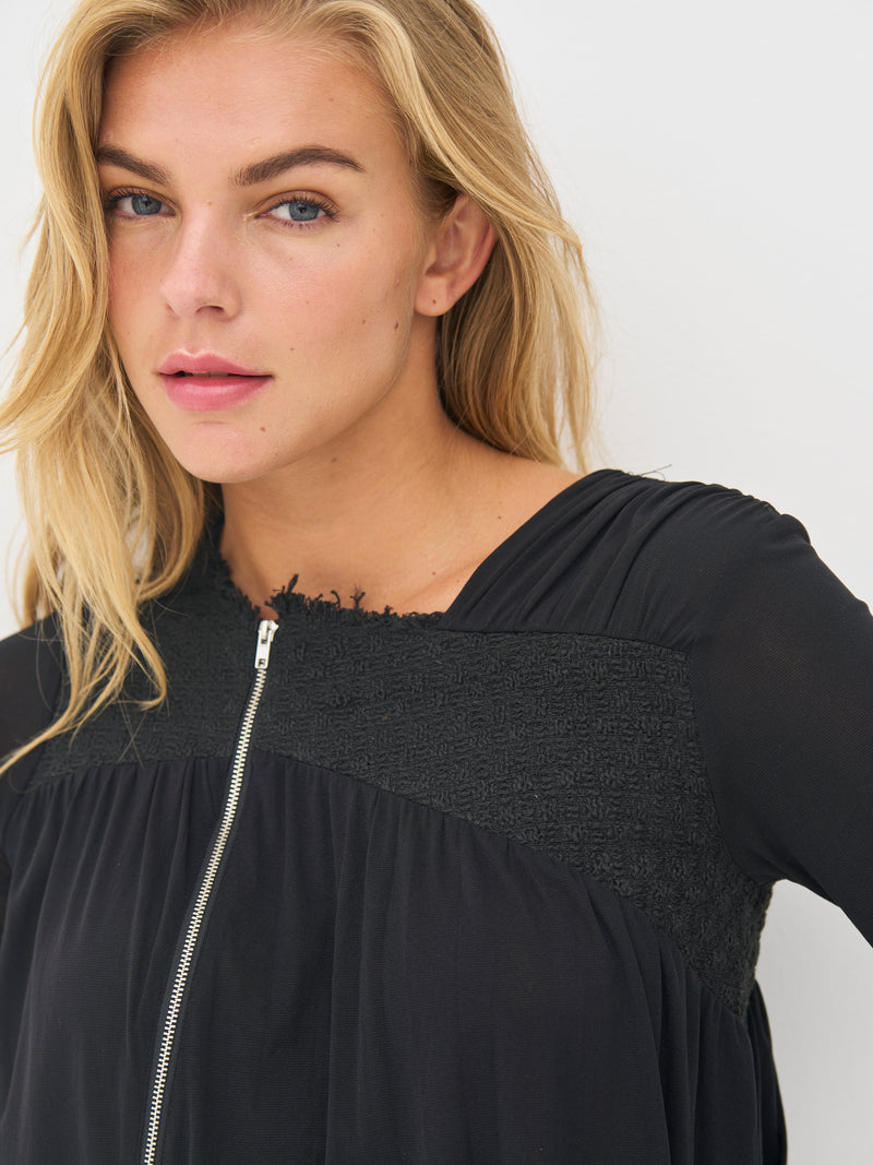 NÜ BETH ritsblouse Blouses Zwart