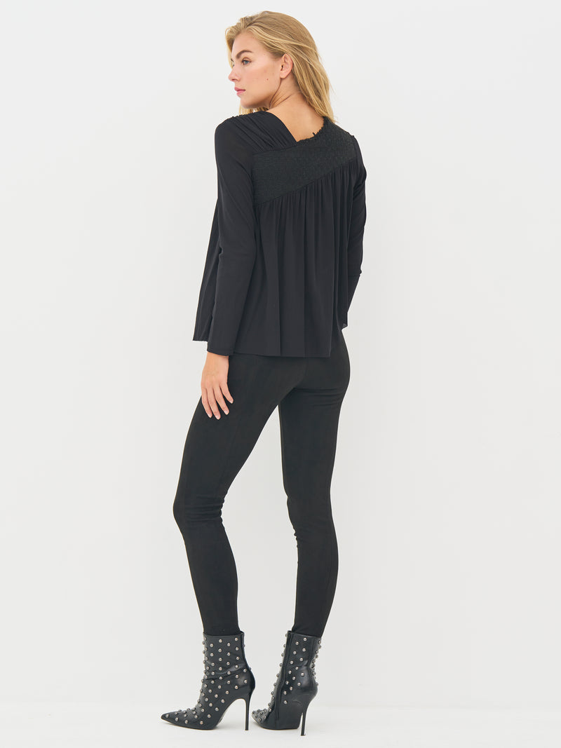 NÜ BETH ritsblouse Blouses Zwart