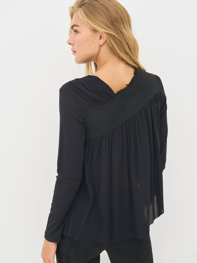 NÜ BETH ritsblouse Blouses Zwart
