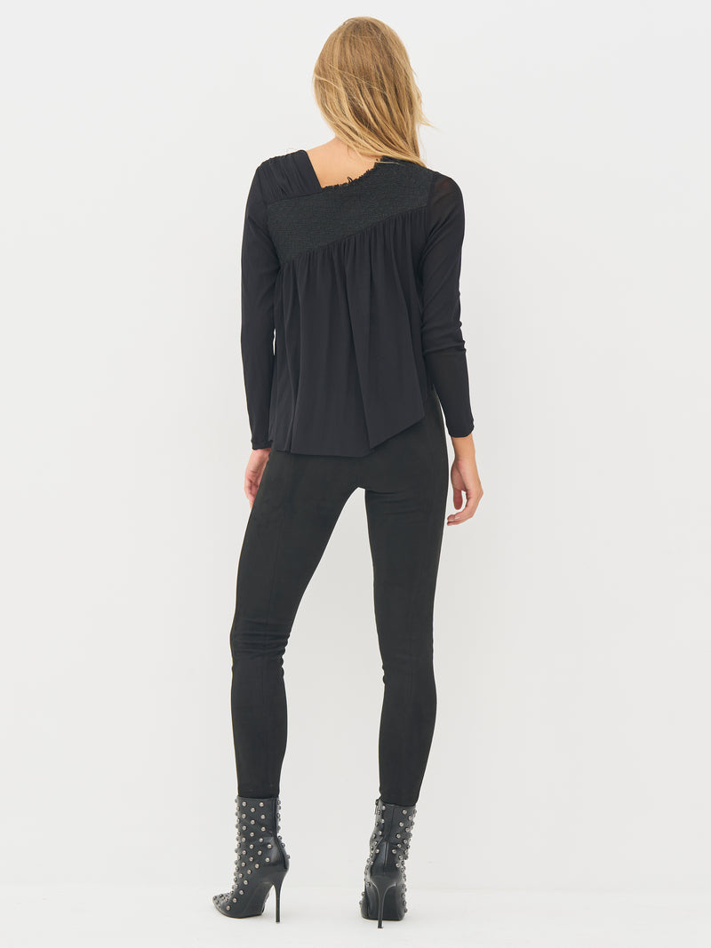 NÜ BETH ritsblouse Blouses Zwart