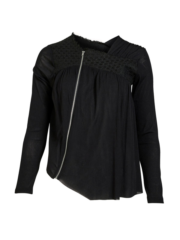 NÜ BETH ritsblouse Blouses Zwart