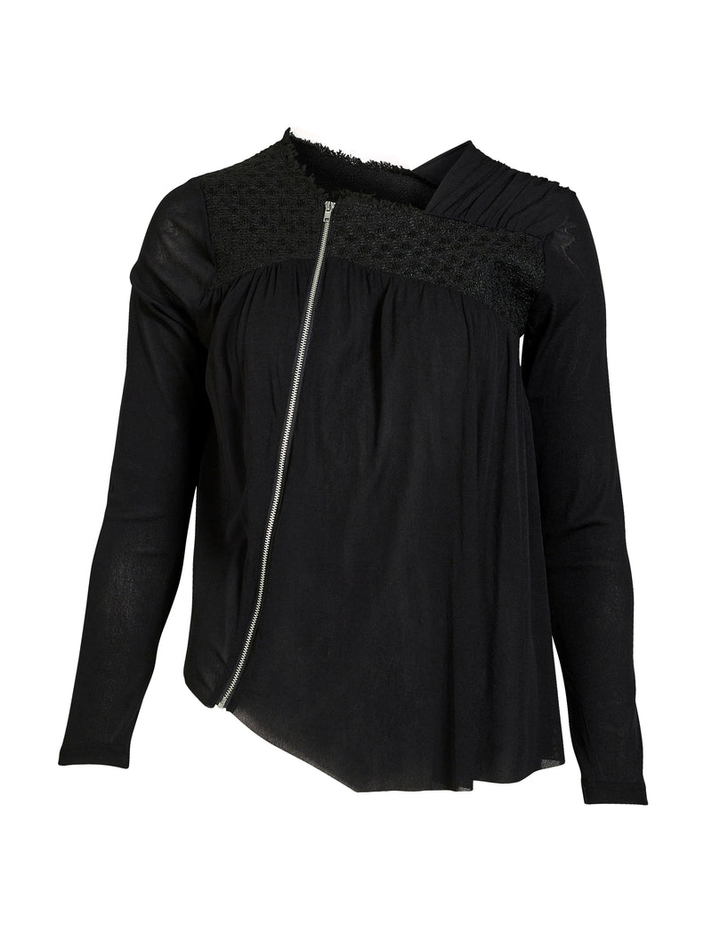 NÜ BETH ritsblouse Blouses Zwart