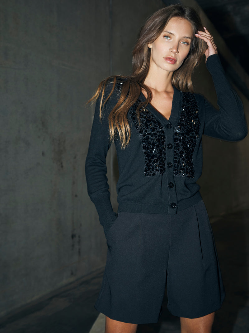 NÜ BETINA gebreide vest Vest Zwart