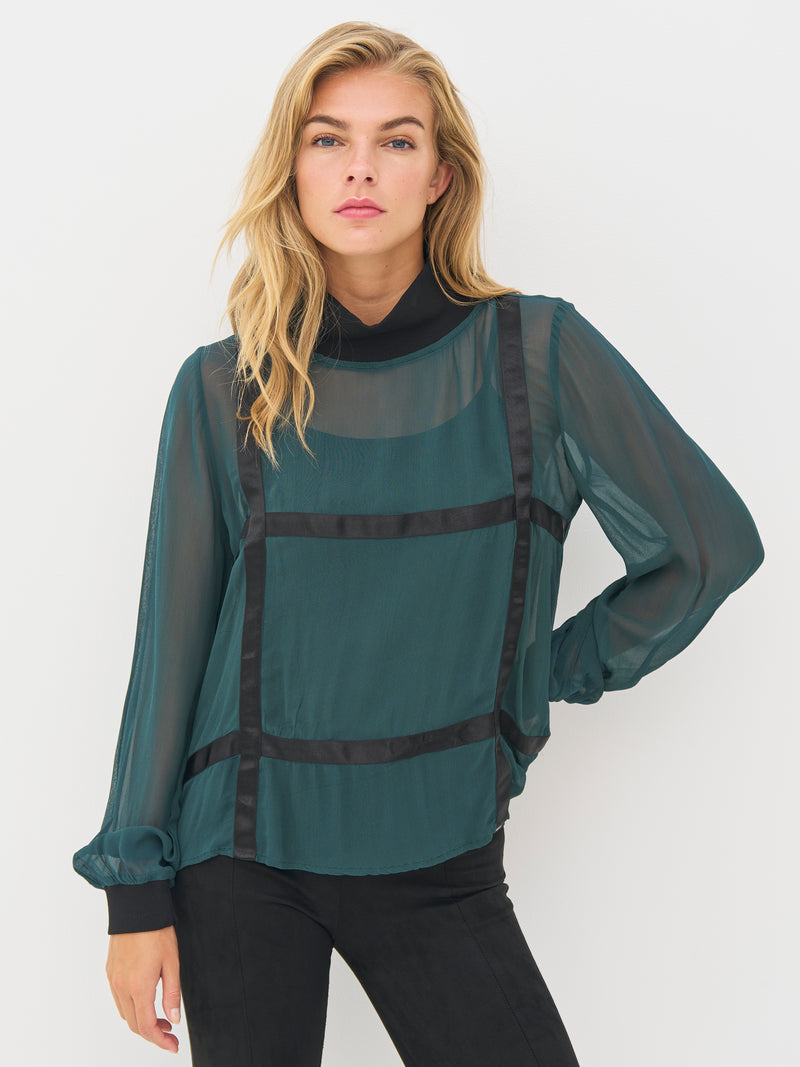 NÜ BILLIE blouse Blouses 355 Petrol green mix