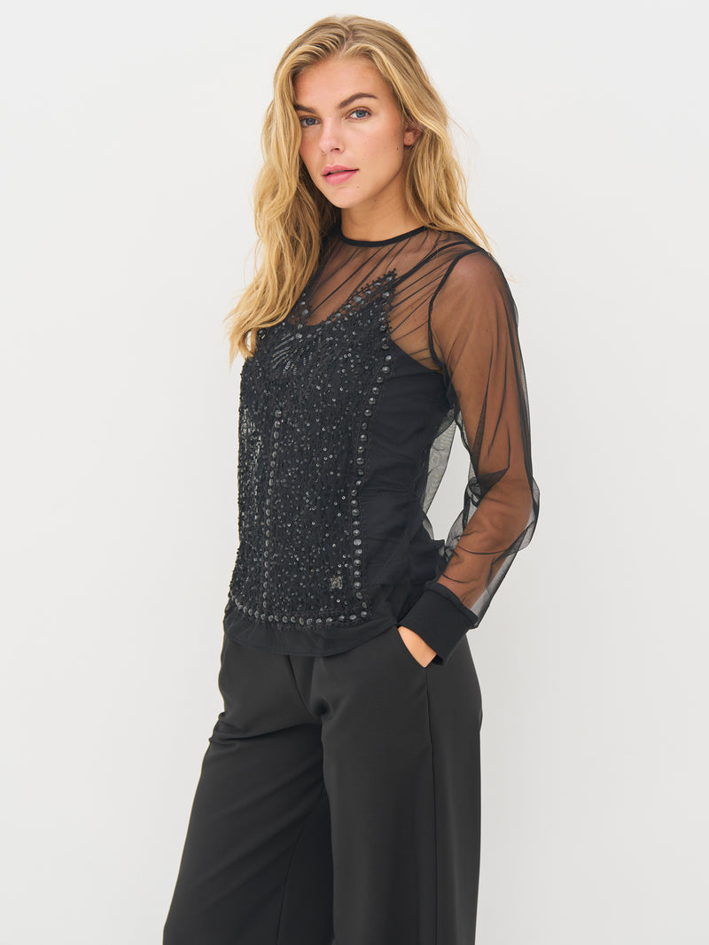 NÜ BITTEN blouse Blouses Zwart