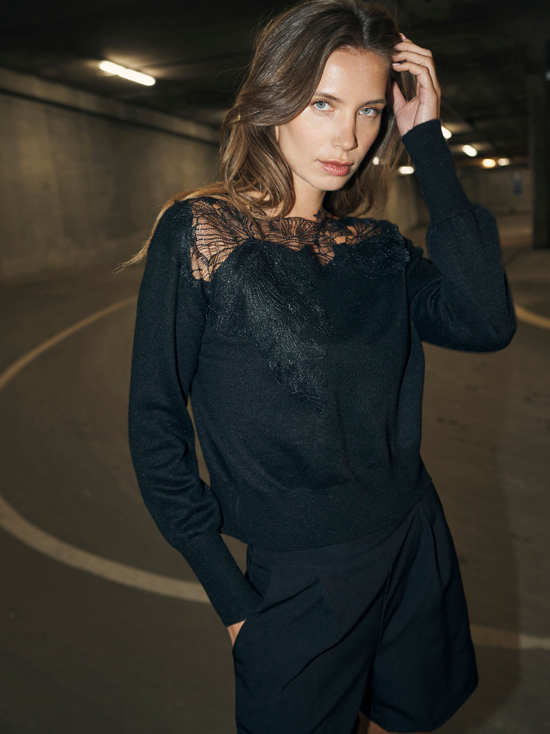 NÜ BOBBI gebreide blouse Breigoed Zwart